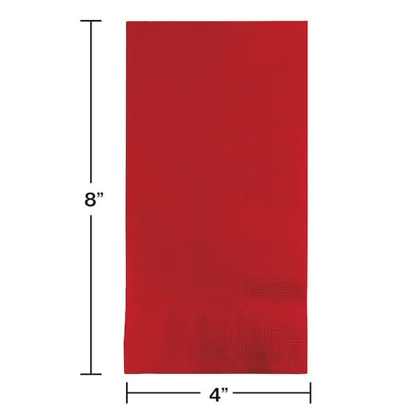 Touch Of Color 4" x 8" Classic Red Dinner Napkins 600 PK - 671031B