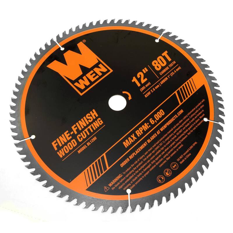 Juego de dos hojas de sierra de carburo para trabajar la madera de 12 pulgadas y 32 dientes y 80 dientes de la marca WEN - BL1232-2