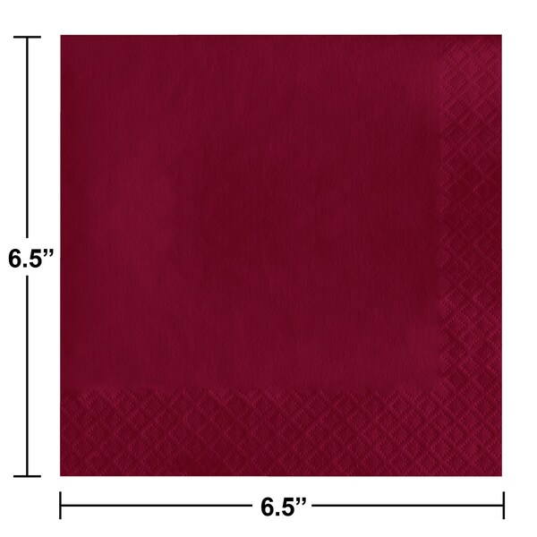 Touch Of Color Burgundy Napkins 3 ply, 6.5", 500PK - 583122B