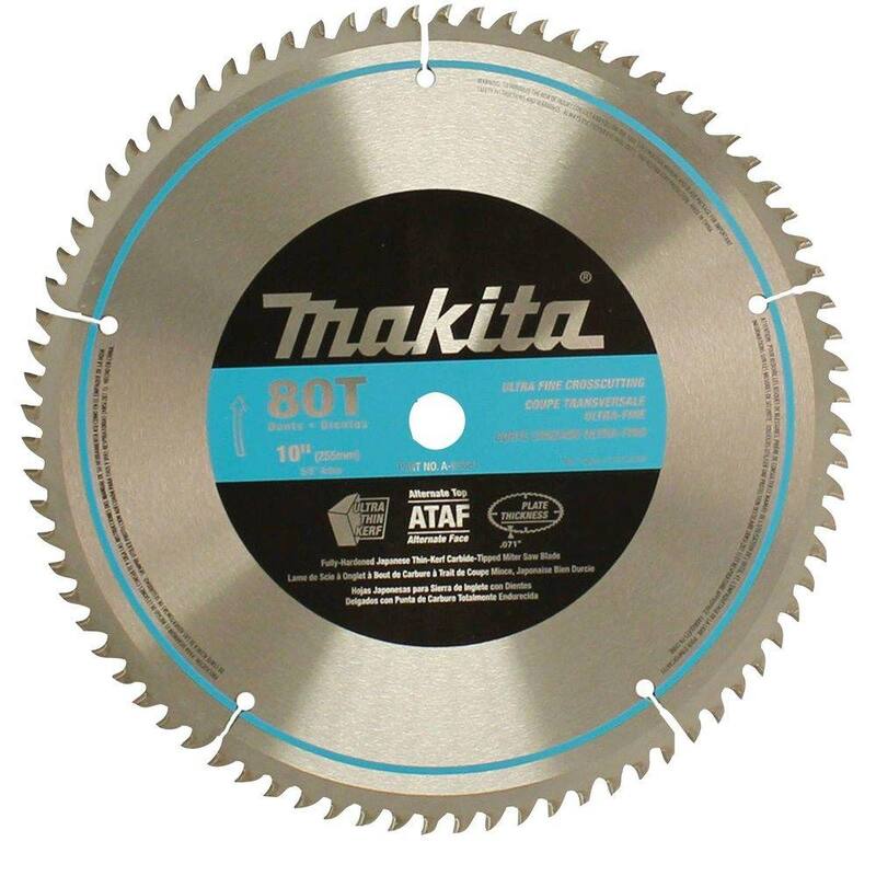 Hoja de sierra ingleteadora micropulida de 10 pulgadas x 5/8 pulgadas y 80 TPI de Makita - A-93681