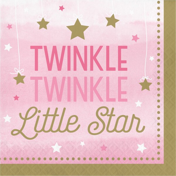 Creative Converting One Little Star Girl Napkins, 6.5", 192PK - 322251