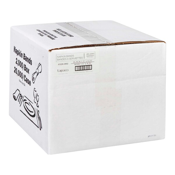 Lapaco Lapaco 1.5'' By 4.25'' Black Napkin Band, PK2000 - 320-002