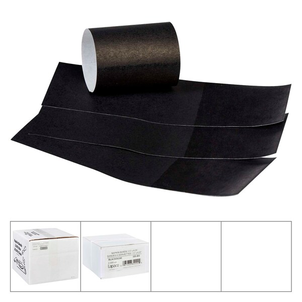 Lapaco Lapaco 1.5'' By 4.25'' Black Napkin Band, PK2000 - 320-002