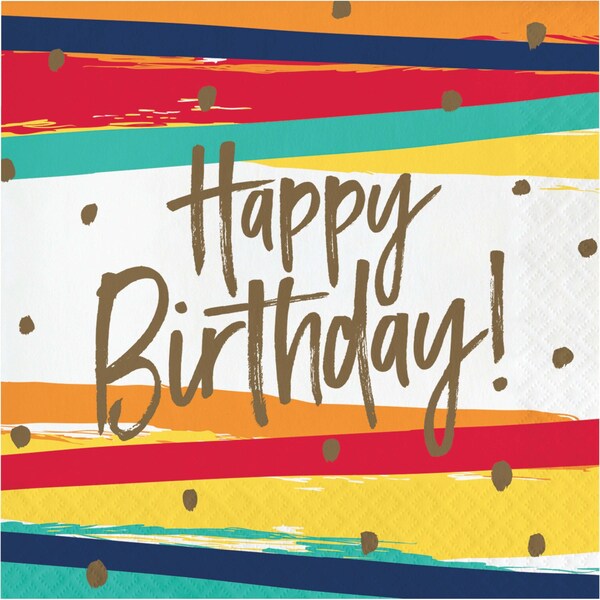 Creative Converting Happy Birthday Stripes Napkins, 6.5", 192PK - 356650
