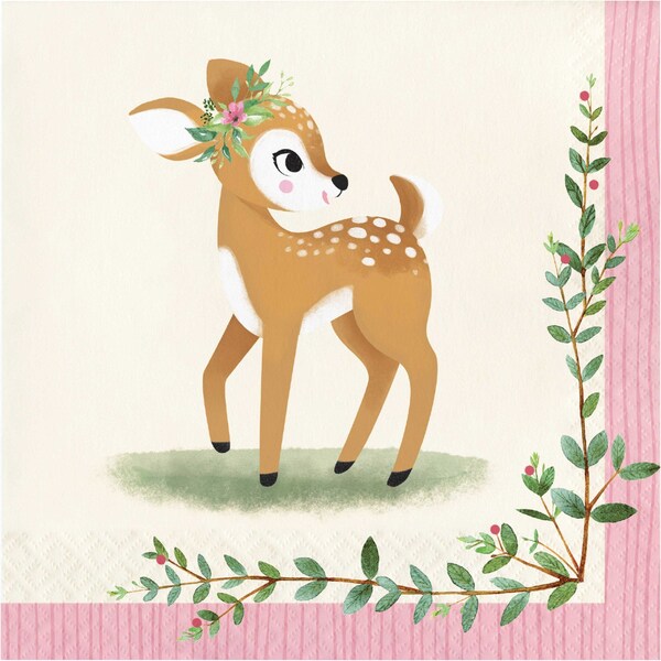 Creative Converting Little Deer Birthday Napkins, 6.5", 192PK - 350480