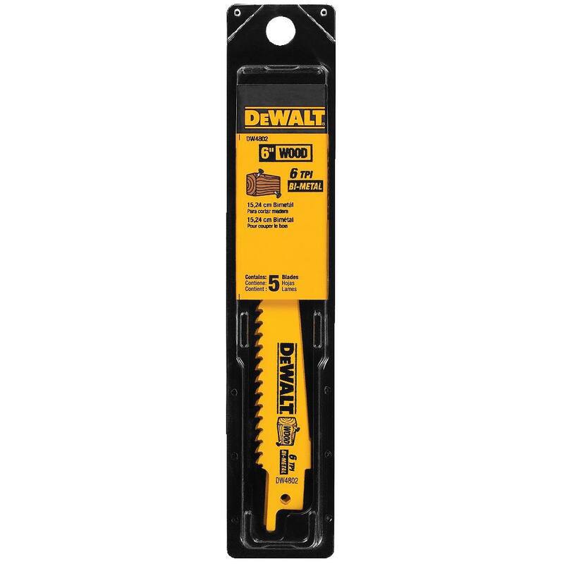 DEWALT 6 pulgadas 6 TPI Taper Back Bi-Metal Hoja de sierra reciprocante (paquete de 5) - DW4802