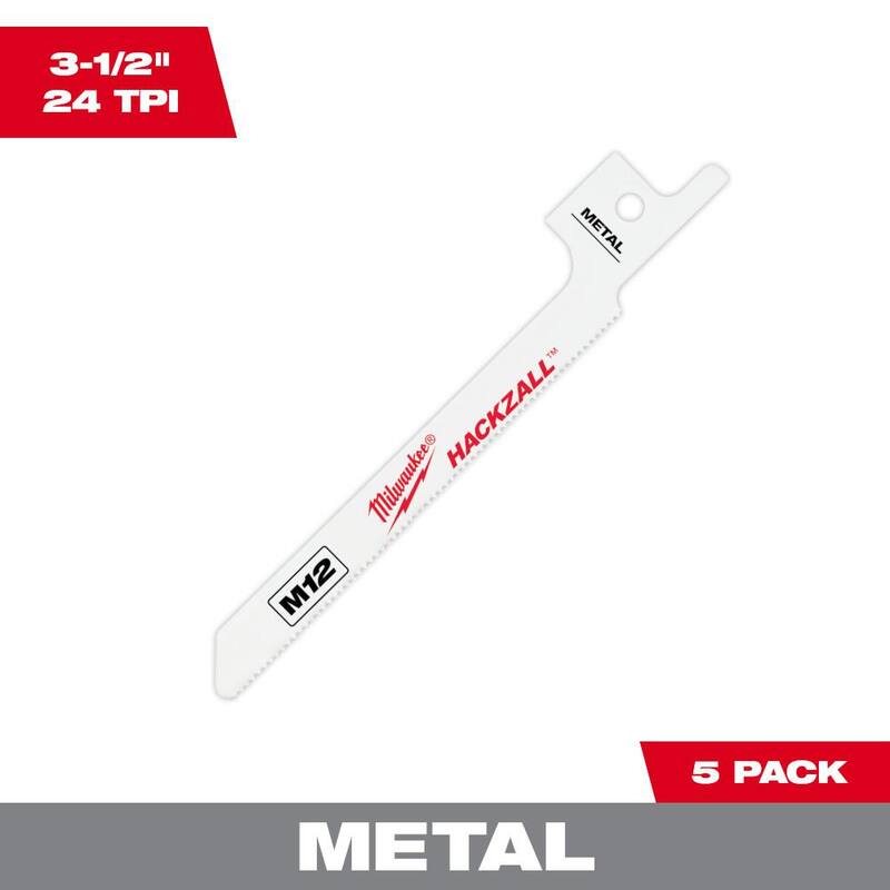 Milwaukee 3-1/2 pulgadas 12 dpp Hackzall Hojas para Sierra Recíproca de Corte de Metal (paquete de 5) - 49-00-5324