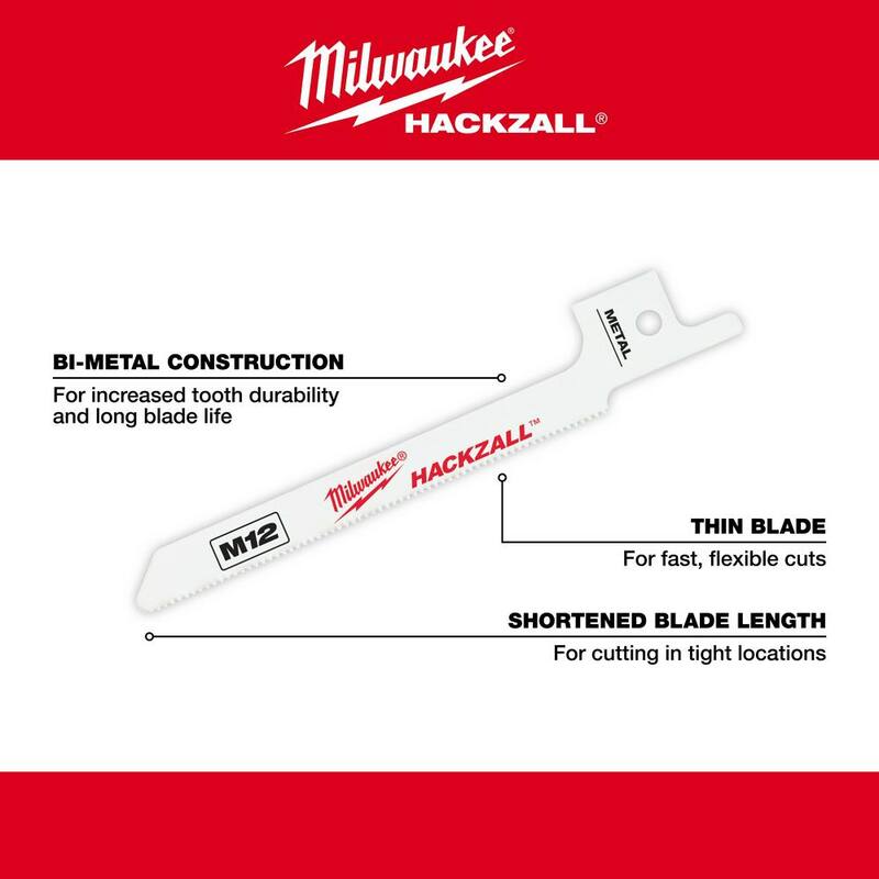 Milwaukee 3-1/2 pulgadas 12 dpp Hackzall Hojas para Sierra Recíproca de Corte de Metal (paquete de 5) - 49-00-5324