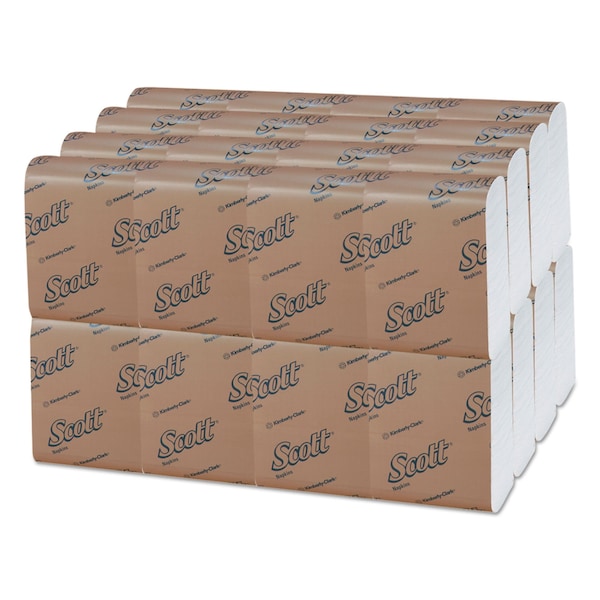 Scott Low-Fold Dispenser Napkins, 1-Ply, 12 in. x 7 in., White, 250/Pack, 32 Packs/Carton, 8000PK - KCC 98720