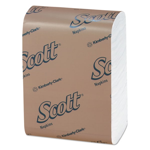 Scott Low-Fold Dispenser Napkins, 1-Ply, 12 in. x 7 in., White, 250/Pack, 32 Packs/Carton, 8000PK - KCC 98720