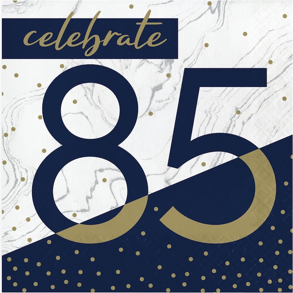 Creative Converting Navy and Gold 85th Birthday Napkins, 6.5", 192PK - 357614