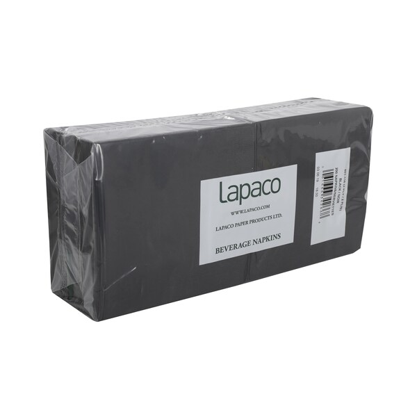 Lapaco Lapaco 10"x10" 1/4 Fold 2 Ply Black Beverage Napkin, PK1000 - 501-116
