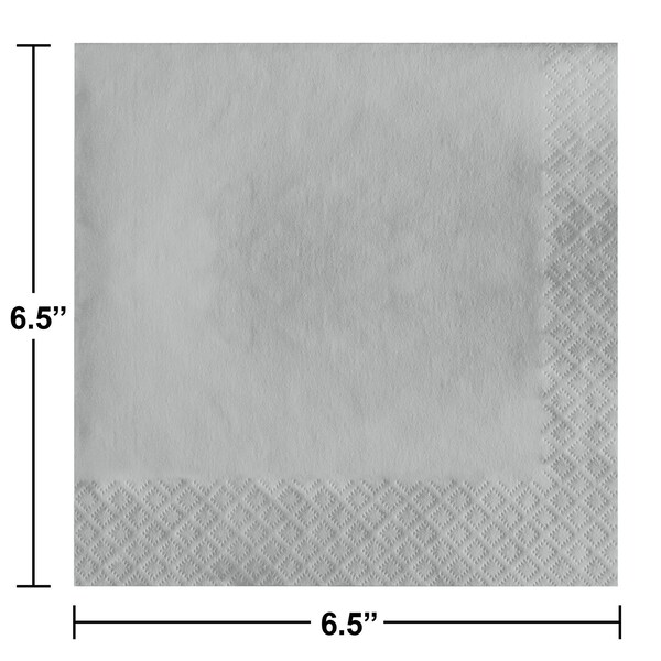 Touch Of Color Shimmering Silver Napkins 3 ply, 6.5", 500PK - 583281B
