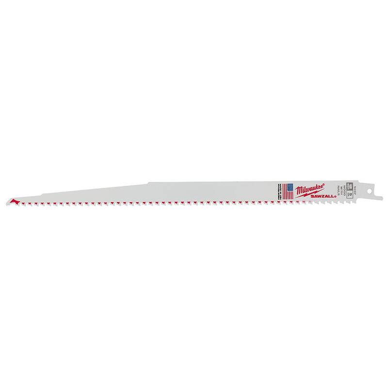 Hoja de sierra alternativa Milwaukee de 12 pulgadas y 5 TPI para corte de madera (paquete de 10) - 48-00-5037-10X