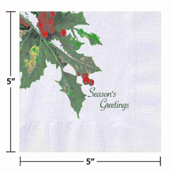 Hoffmaster 5" Seasonal Printed Beverage Napkins PK 1000 PK - 831340