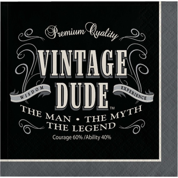 Creative Converting Vintage Dude Beverage Napkins, 5"x5", 192PK - 655567