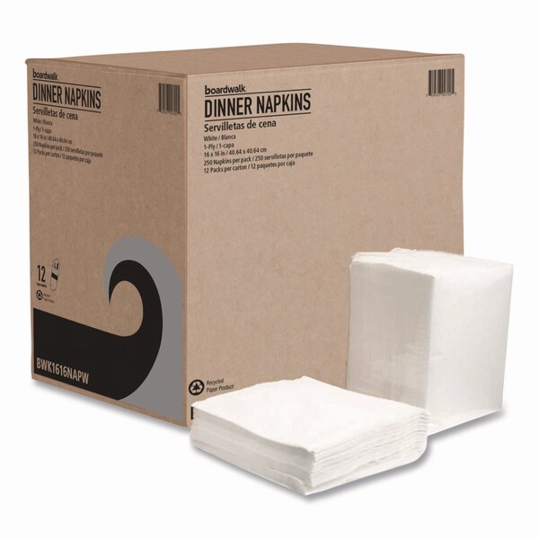 Paterson Napkin, 1, -Ply, 16in, x, Not applicable, White, 1000PK - 16X16LNAPW