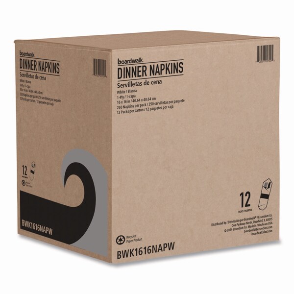 Paterson Napkin, 1, -Ply, 16in, x, Not applicable, White, 1000PK - 16X16LNAPW