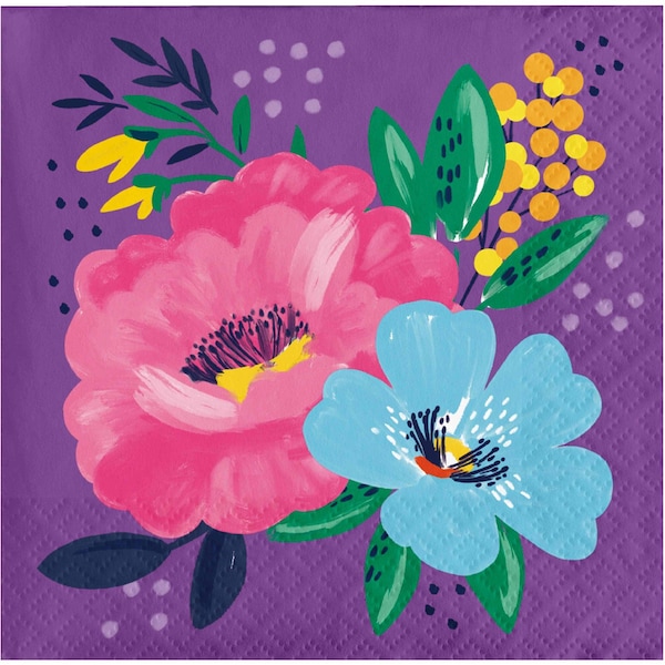 Creative Converting Fresh Florals Paper Beverage Napkins, 192PK - 374008