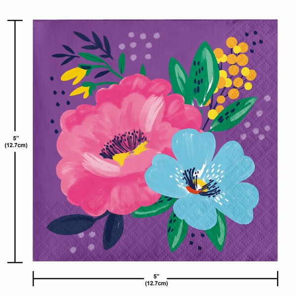 Creative Converting Fresh Florals Paper Beverage Napkins, 192PK - 374008