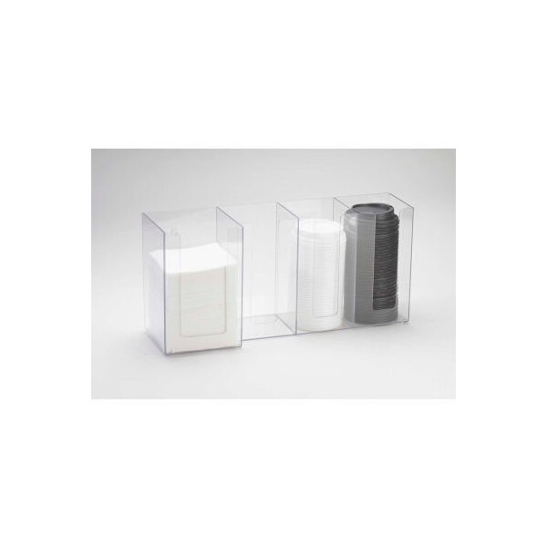 Cal Mil Plastics Cal-Mil 4 Section Napkin and Lid Organizer 17-1/2"W x 5"D x 8"H Black - 376-13