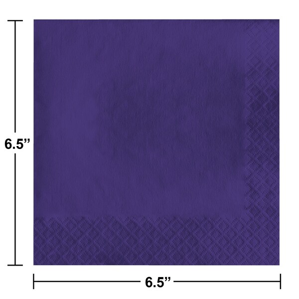 Touch Of Color 6.5" x 6.5" Purple Napkins 600 PK - 139371135