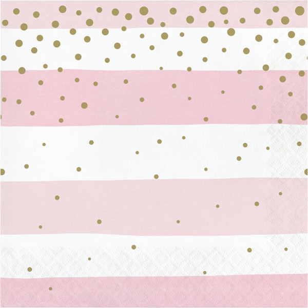 Creative Converting Pink and Gold Celebration Napkins, 6.5", 192PK - 346285