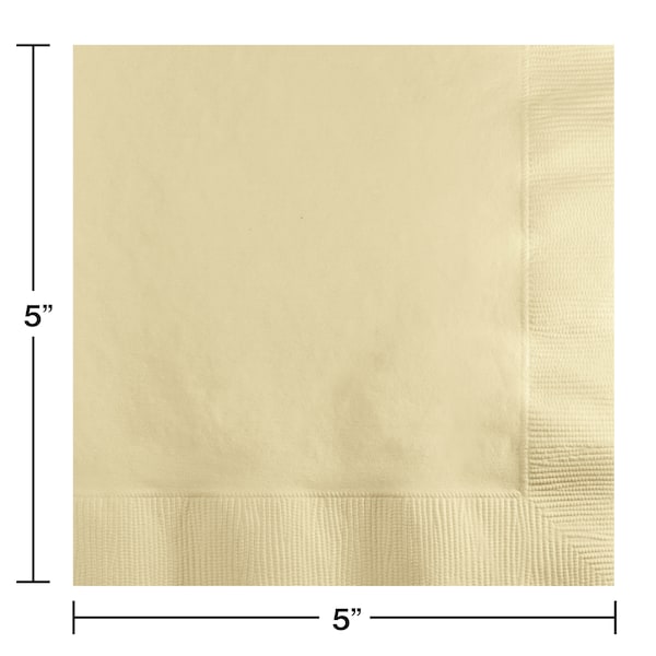 Touch Of Color Ivory Beverage Napkins, 5"x5", 600PK - 80161B