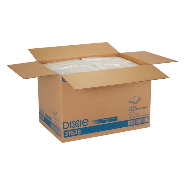 Dixie Paper Dinner Napkins, 2Ply, 1/4 Fold, PK8 - 31628