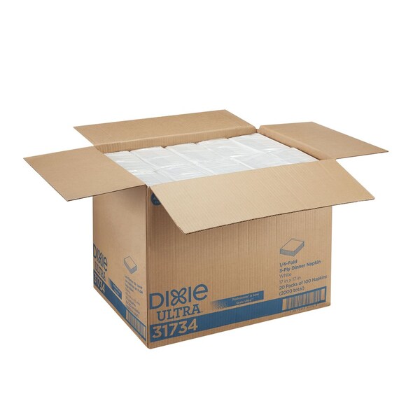 Dixie Paper Dinner Napkins, 3Ply, 1/4 Fold, PK8 - 31734