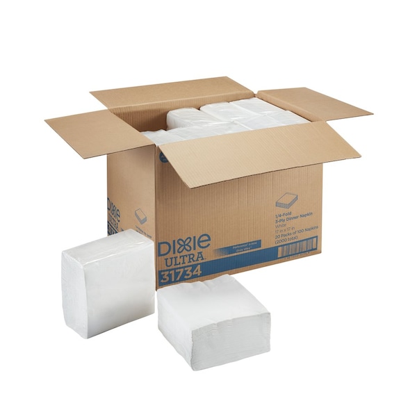 Dixie Paper Dinner Napkins, 3Ply, 1/4 Fold, PK8 - 31734