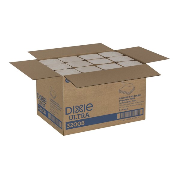 Dixie Disposable Dispenser Napkin, 5 in x 6 1/2 in Folded Size, Paper, Eco Print Brown, PK24 - 32008