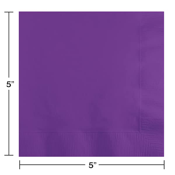 Touch Of Color Amethyst Purple Beverage Napkins, 5"x5", 600PK - 318930
