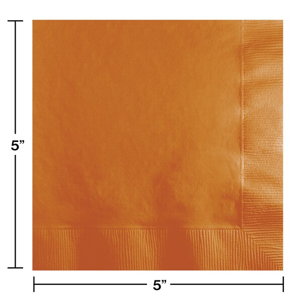 Touch Of Color Pumpkin Spice Orange Beverage Napkins, 5"x5", 600PK - 323381