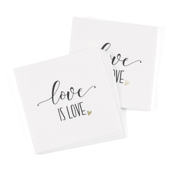 Hortense Hewitt Love Is Love Foil Beverage Napkin, 50Pk - 55126