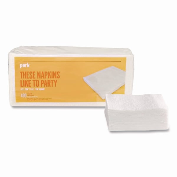 Perk Luncheon Napkins, Embossed, 1-Ply, 10 x 13, White, 400PK - PK28584