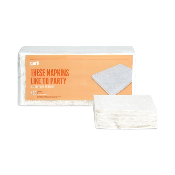 Perk Luncheon Napkins, Embossed, 1-Ply, 10 x 13, White, 400PK - PK28584
