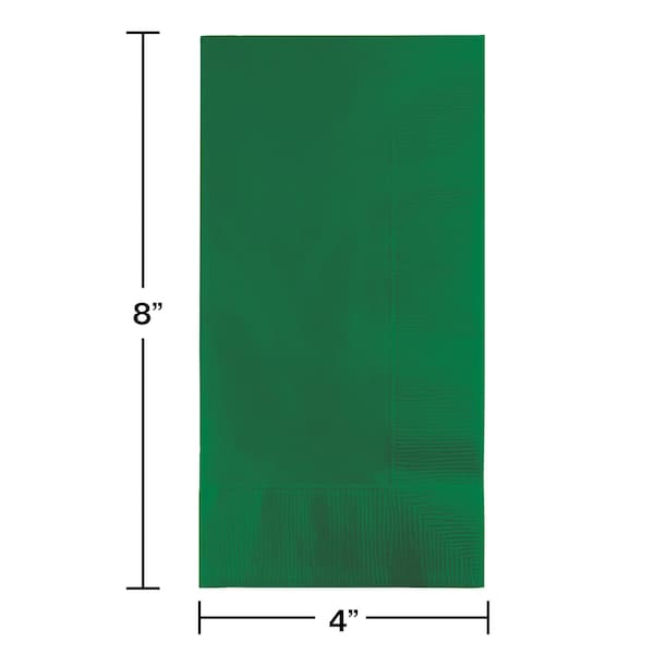 Touch Of Color 4" x 8" Emerald Green Dinner Napkins 600 PK - 67112B