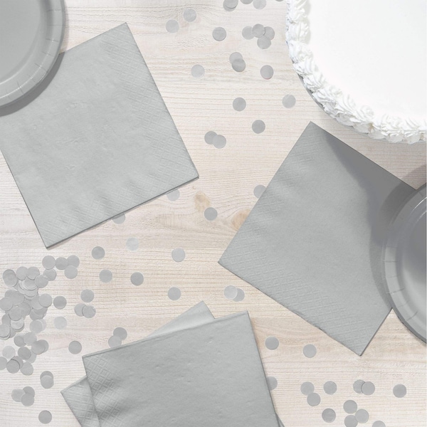 Touch Of Color 6.5" x 6.5" Shimmering Silver Napkins 600 PK - 663281B