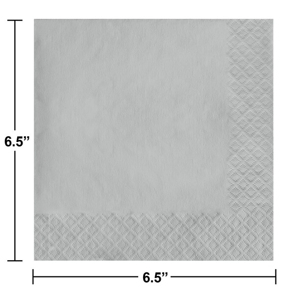 Touch Of Color 6.5" x 6.5" Shimmering Silver Napkins 600 PK - 663281B