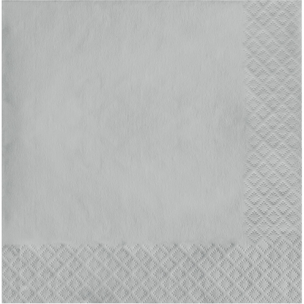 Touch Of Color 6.5" x 6.5" Shimmering Silver Napkins 600 PK - 663281B