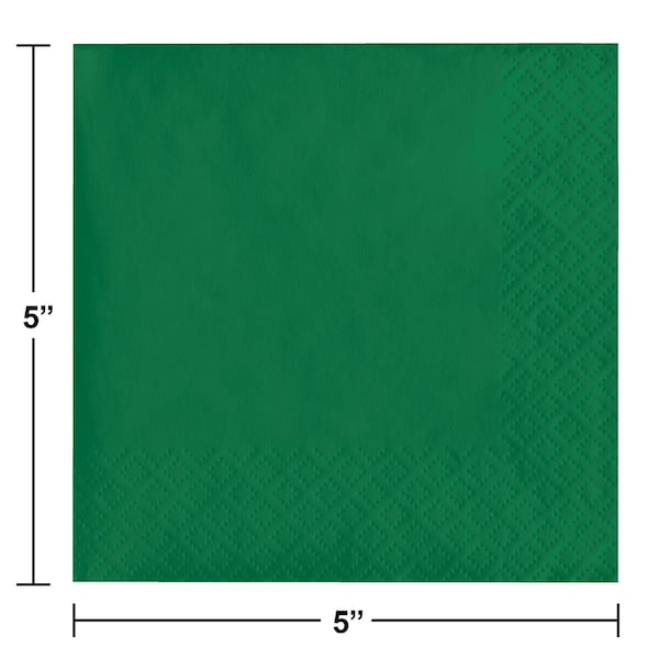 Touch Of Color Emerald Green Beverage Napkins 3 ply, 5"x5", 500PK - 57112B