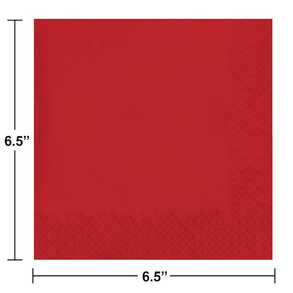Touch Of Color Classic Red Napkins 3 ply, 6.5", 500PK - 581031B
