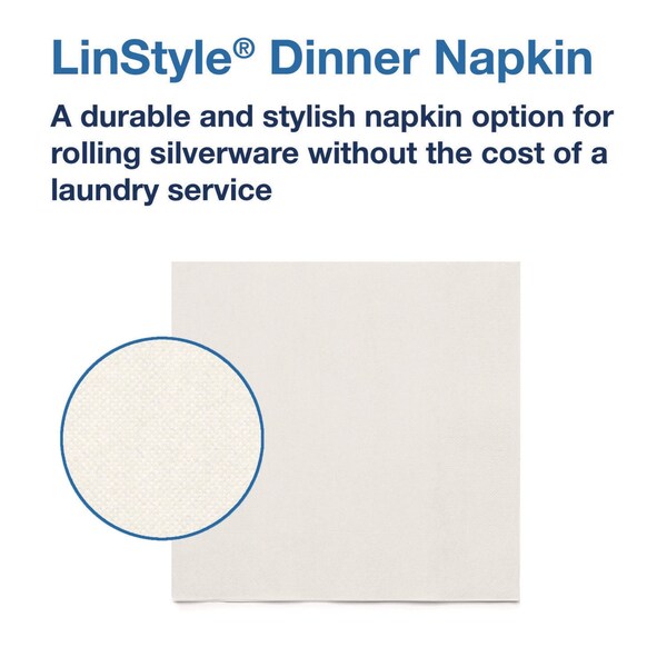 Tork LinStyle Dinner Napkin, 1-Ply, 15 x 16, White, 1000PK - 716002