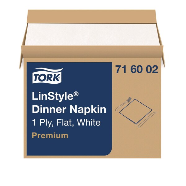 Tork LinStyle Dinner Napkin, 1-Ply, 15 x 16, White, 1000PK - 716002