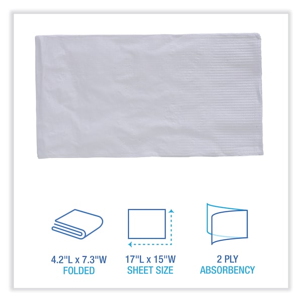 Boardwalk Dinner Napkin, 2-Ply, 17 x 15, White, 3000PK - BWK8308