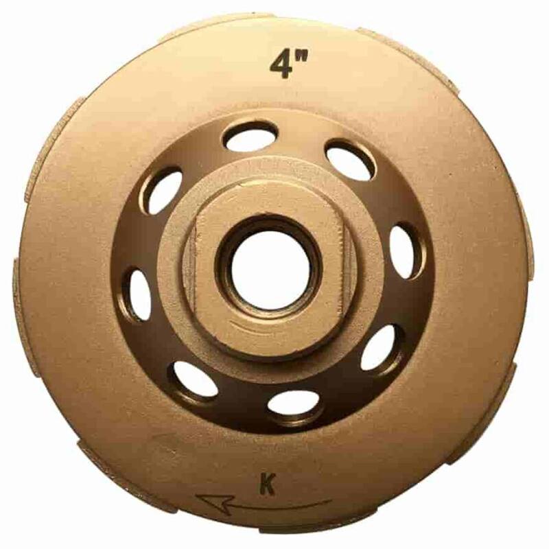 Rueda de rectificado de diamante de 4 pulgadas para concreto y albañilería, 16 segmentos turbo de doble fila, 5/8 pulgadas-11 rosca de eje - DWS0416A5_THD