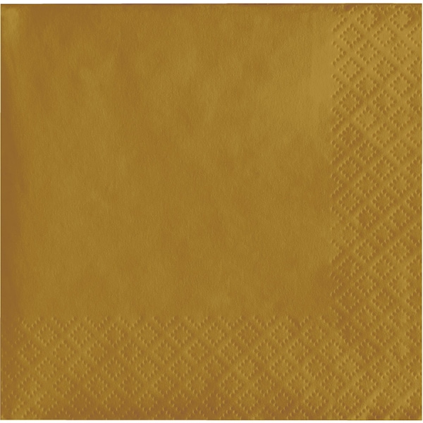 Touch Of Color Glittering Gold Beverage Napkins, 5"x5", 600PK - 803276B