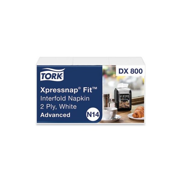 Essity X800, XPRESSNAP FIT INTERFOLD DISPENSER NAPKINS, 2-PLY, 6.5 X 8.39, WHITE, 120PK - DX800