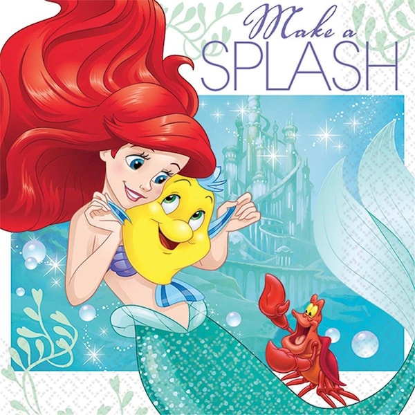 Amscan 5 x 5 in. Disney Ariel Beverage Napkins - AM501620